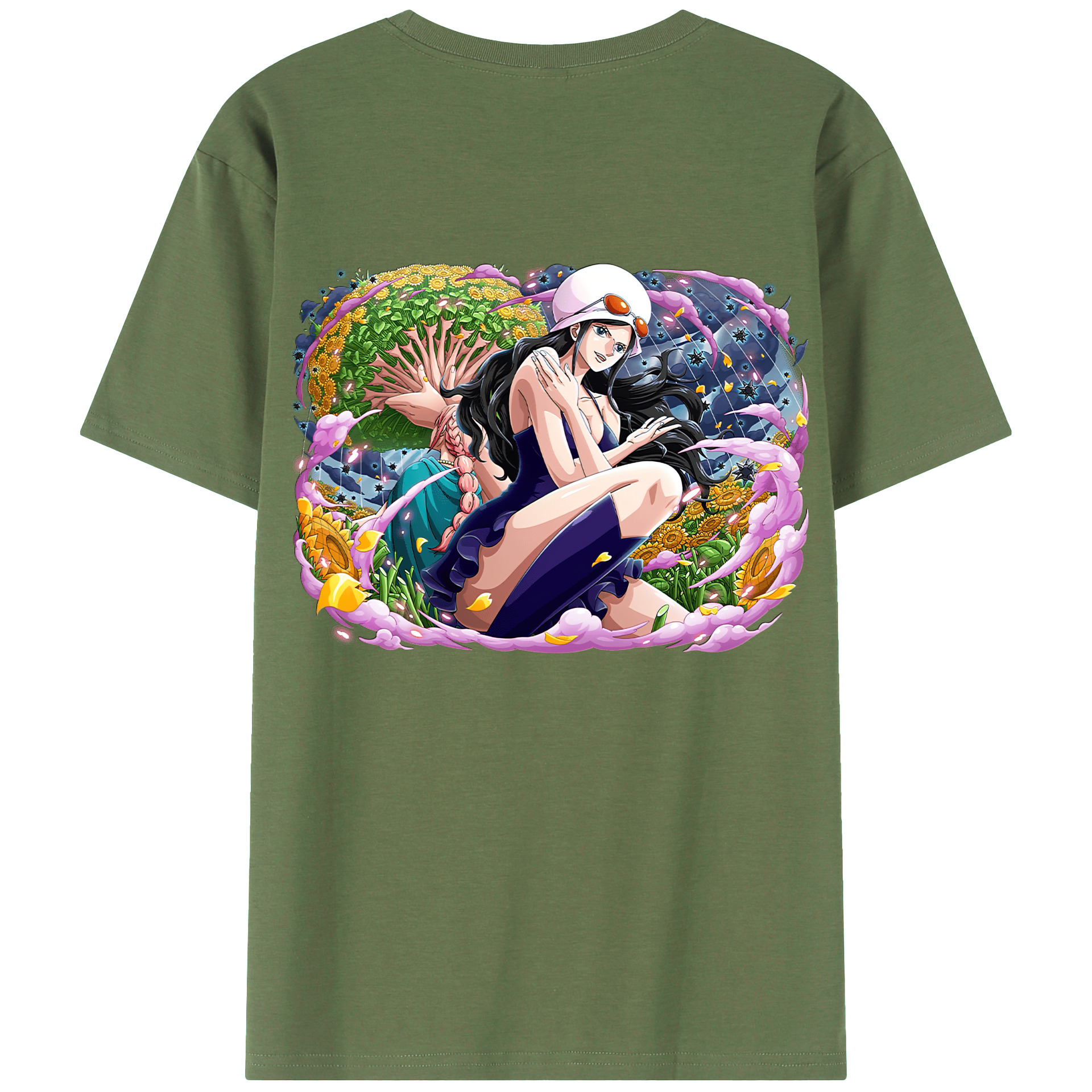 ワンピース ニコ・ロビン ONE PIECE Nico Robin 綿100％ メンズ半袖Tシャツ（バックプリント） 通気性